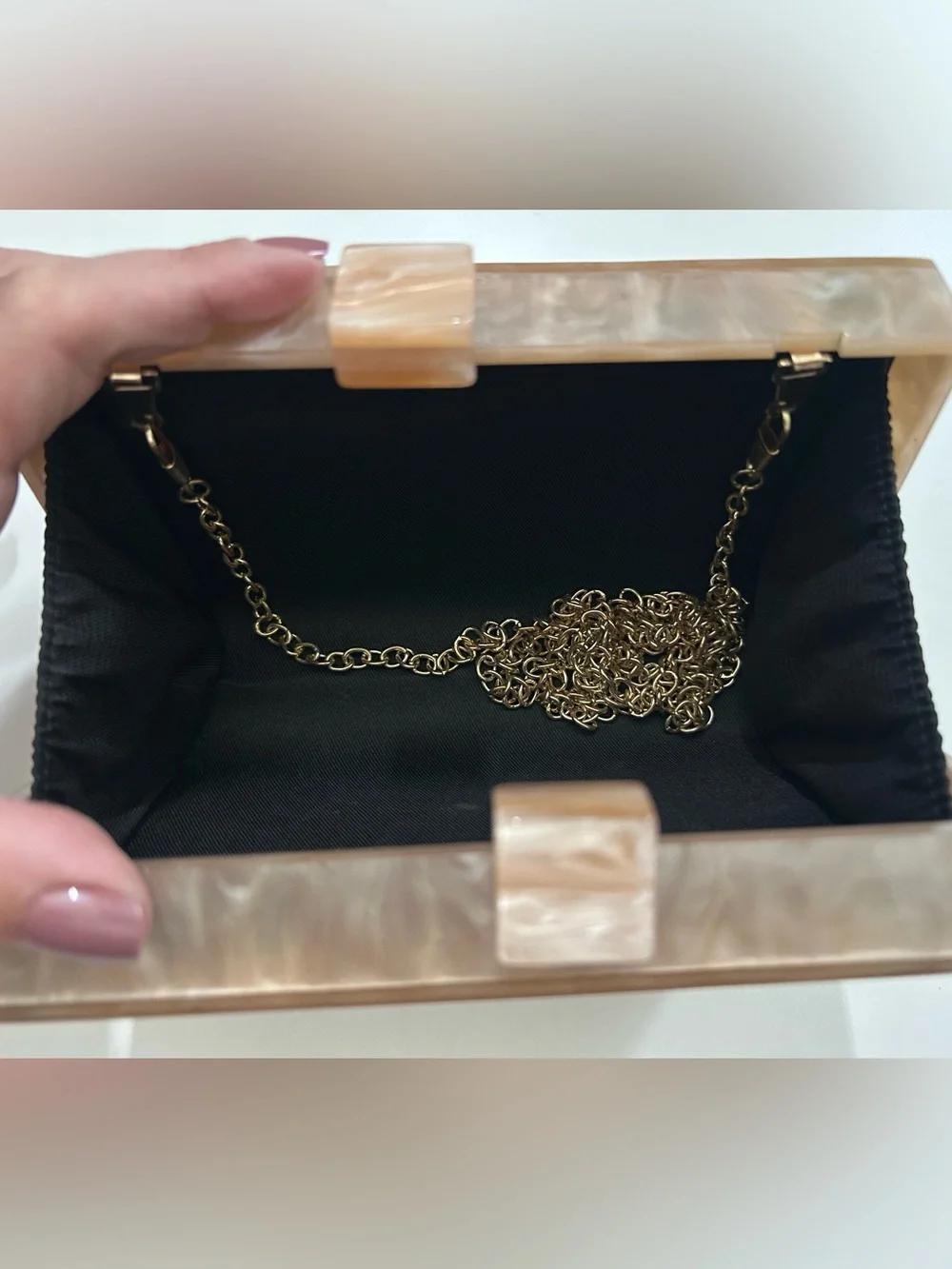 NWOT Neutral Swirl Acrylic Box Clutch